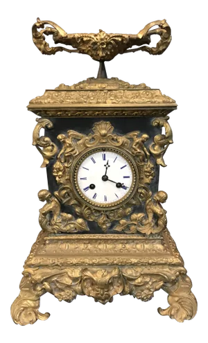 Late 1800's French Marble & Guilt Bronze Ormolu Mantle Clock