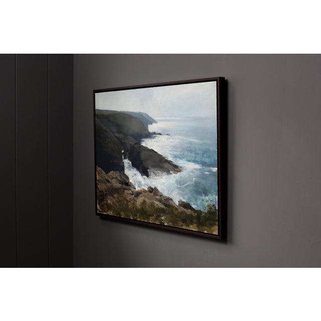 Contemporary A Distant Haze by Jon Doran | Oil on Panel Sea Cliffs Above Breaking Surf For Sale - Image 11 of 12