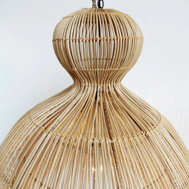 Contemporary Rattan Mushroom Pendant Light Large For Sale - Image 4 of 8