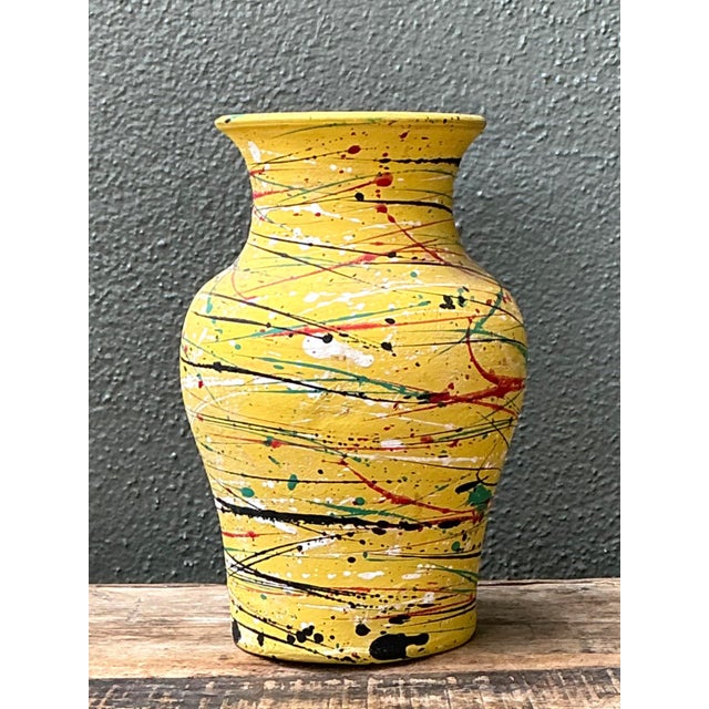 Vintage Splatter Paint Ceramic Vase For Sale - Image 9 of 16