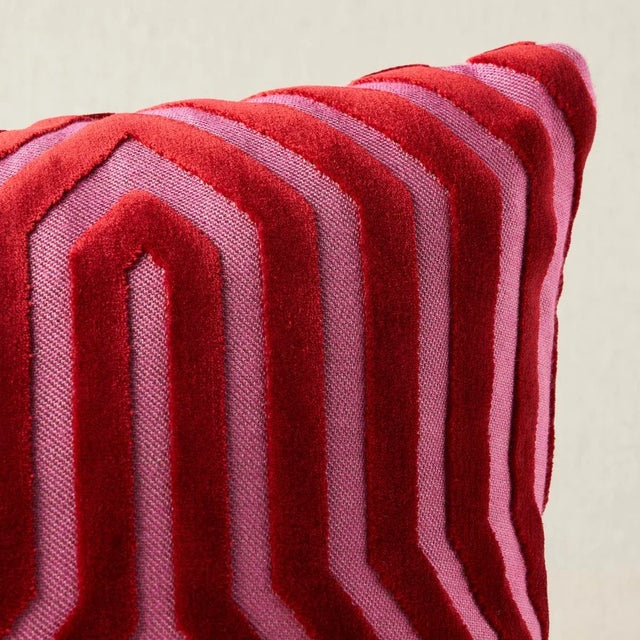 This pillow features Vanderbilt Velvet by Mary McDonald for Schumacher with a knife edge finish. A large-scale, linear...