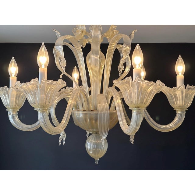 Mid-Century Modern 1970s Mid Century Modern Murano Venetian Glass Chandelier For Sale - Image 3 of 7