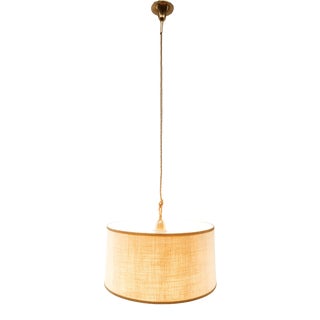 Fabric Suspension Light with Gold Silk Cord For Sale