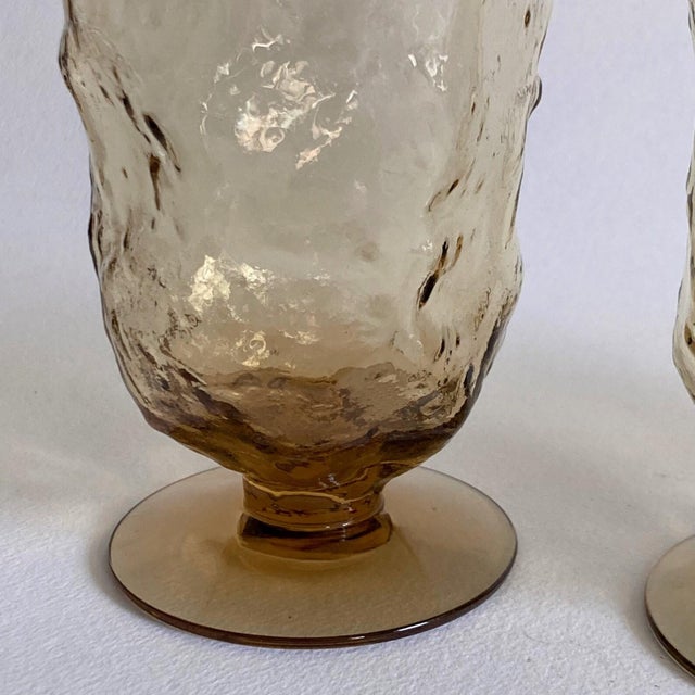 Amber Vintage Morgantown Amber Crinkle Glass Goblets - Set of 4 For Sale - Image 8 of 9