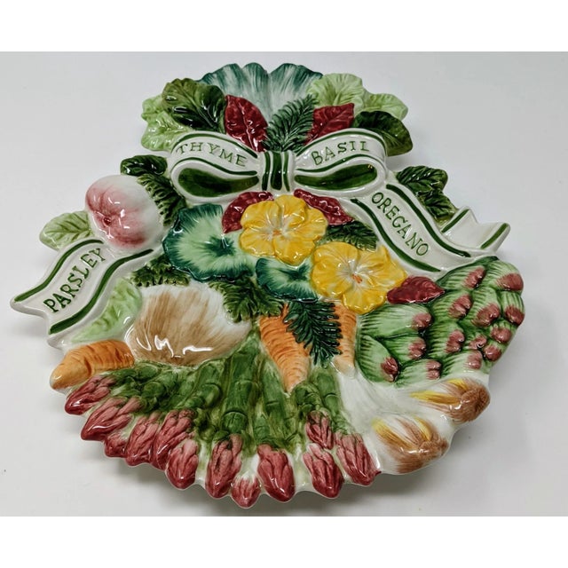 American Vintage Decorative Ceramic Herb Garden Plate - Parsley, Thyme, Basil, and Oregano Herbs For Sale - Image 3 of 8