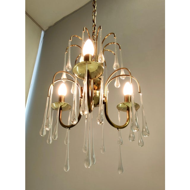 Vintage Italian Murano Glass Teardrop Chandelier from Venini, 1970s For Sale - Image 11 of 17