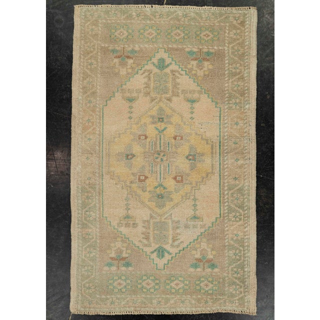 Brown Turkish Mini Rug Oriental Hand Knotted Vintage Rug 1'11" x 3'1" #21050 For Sale - Image 8 of 8