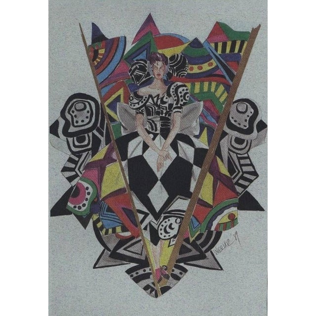 Italian C1990 Set of 2-Versace Theater Costume Fashion Design Prints, Matted For Sale - Image 3 of 5