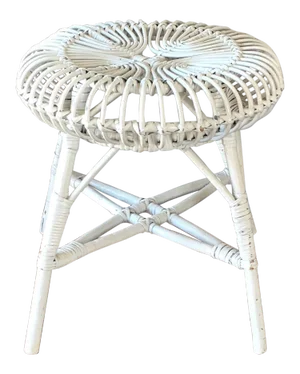 Mid 20th Century Franco Albini White Rattan Stool