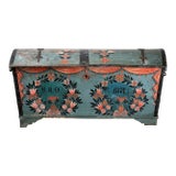 Antique Swedish Oak Kista Dowry Chest C. 1841 For Sale