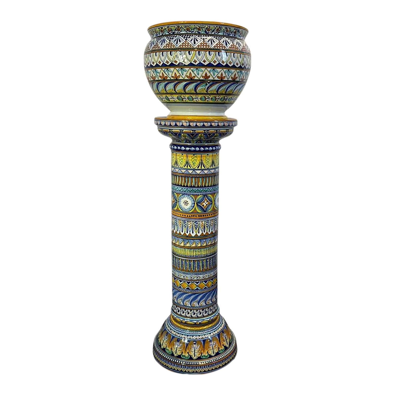 Vintage Franco Mari Deruta Hand-Painted Italian Maiolica Jardinière and ...