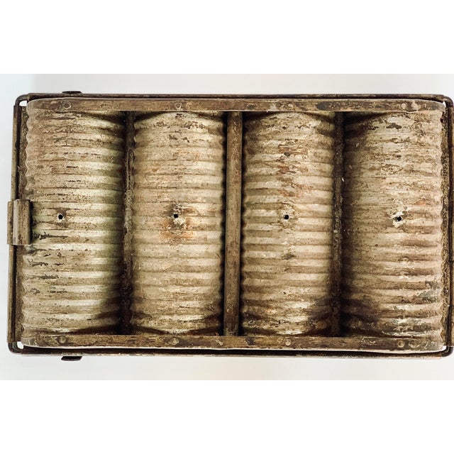 Antique 1890’s Tin Round Bread Four Loaf Baking Pan/Mold For Sale - Image 4 of 12