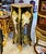 2010s Hand-Painted French Pedestal Stand With Marble Top & Gold Leaf Accents For Sale - Image 5 of 6