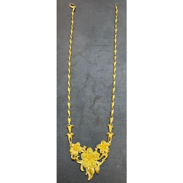 Gold 24 Karat Pure Gold Hand Made Yellow Gold Solid Flower Necklace, 37 Gm, 18 Inch For Sale - Image 8 of 18