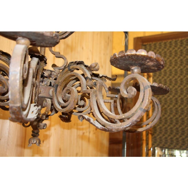 19th Century Wrought Iron Chandelier with Coat of Arms For Sale - Image 11 of 14