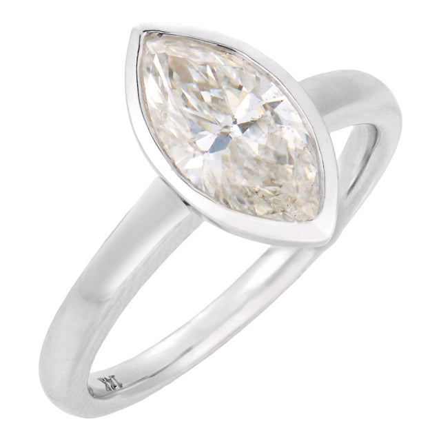 Mid 20th Century Gia 1.55 Carat Marquise Cut Diamond Engagement Ring, Size 7 For Sale
