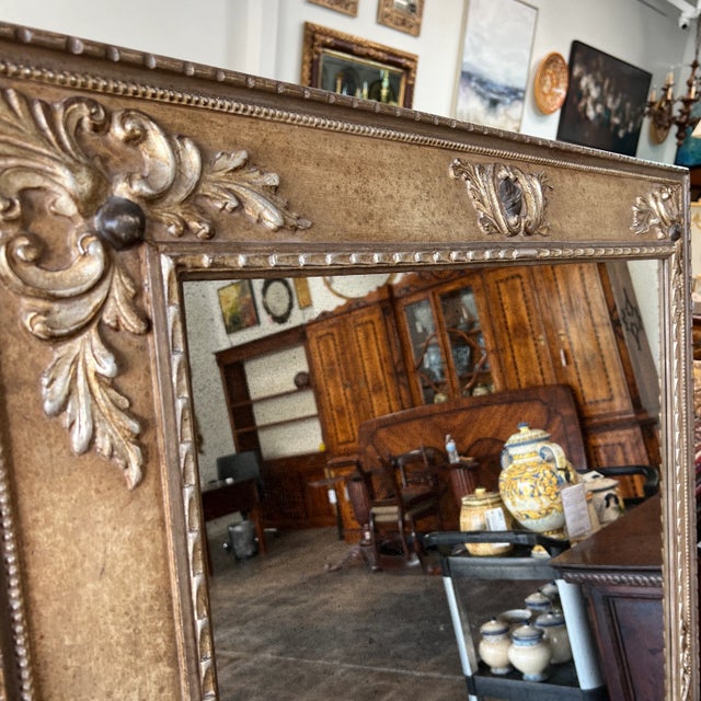 Wood 1990s Italian Hand Carved & Hand Painted Mirror For Sale - Image 7 of 10