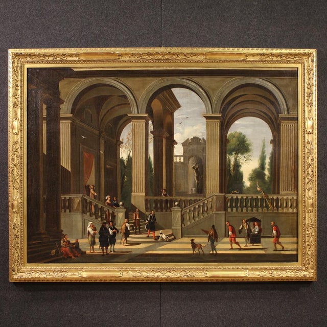 Italian Artist, Architectural Capriccio, 1660, Oil on Canvas For Sale - Image 16 of 16