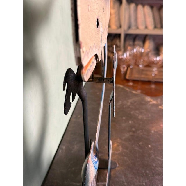 Blue Vintage Folk Art Carved Whale Kinetic Sculpture on Stylized Ocean Base For Sale - Image 8 of 10