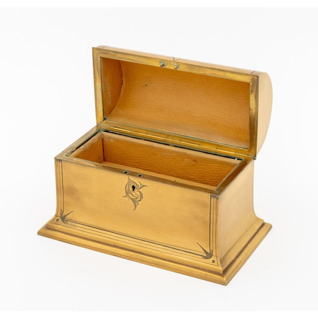 French Brass Domed Casket Jewelry Box For Sale - Image 4 of 7