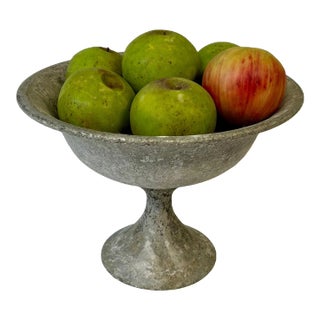 Vintage Italian Marble Stone Apples Fruit in a 1930s Zinc Compote For Sale
