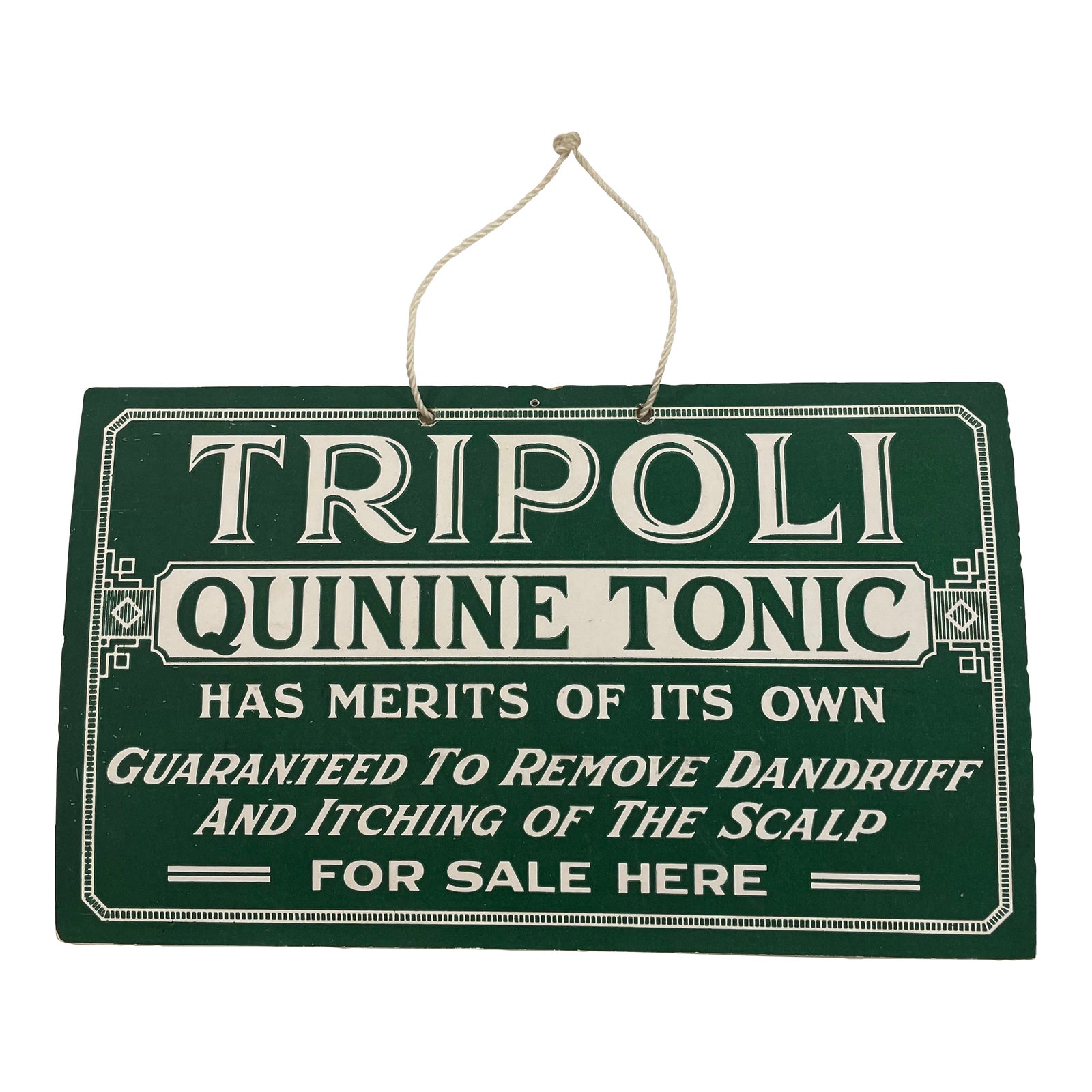 Vintage Barbershop Advertising Sign, Tripoli Quinine Tonic, Circa 1920 ...
