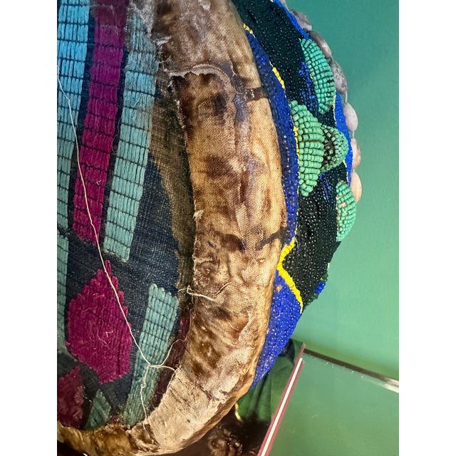 Mid-20th Century Nigerian Yoruba Large Ceremonial Beaded Vessel With Reptile Finial For Sale - Image 17 of 18