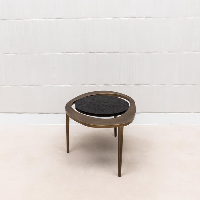 Set of 3 Nesting Tables in Black Oak With Bronze Patina Brass by R&y Augousti For Sale - Image 11 of 11