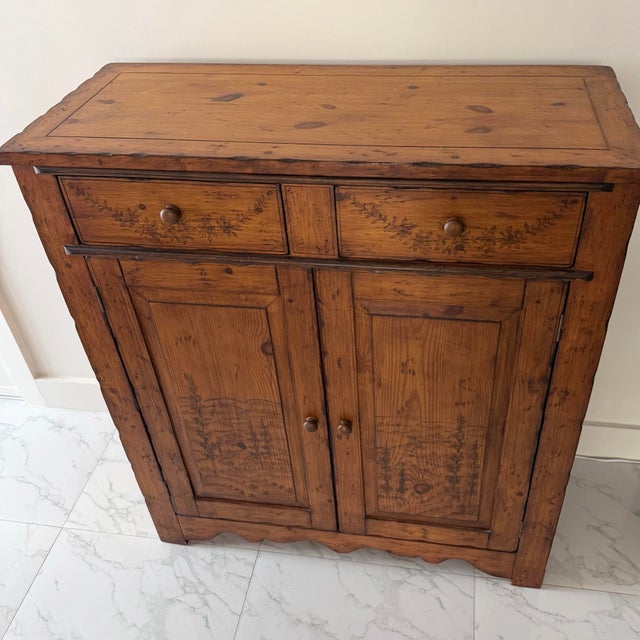 Brown 1990s Wood Jelly Cupboard Cabinet Pyrography Style For Sale - Image 8 of 11