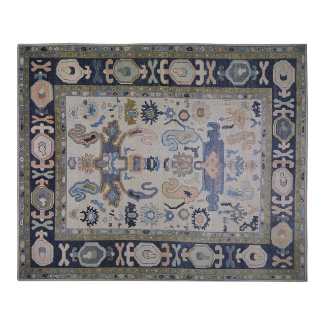 Turkish Oushak Knotted Wool Rug, 13'x16'2'' For Sale