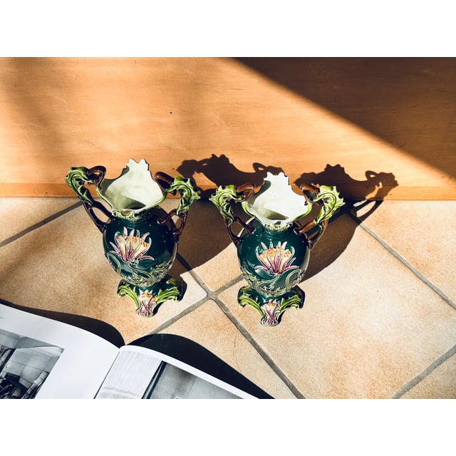 Antique Art Nouveau Porcelain Vases with Handles from Julius Dressler Biela, Austria, 1910s, Set of 2 For Sale - Image 13 of 14