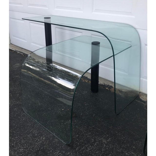 1980s Minimalist Glass Waterfall Sofa Table or Matching End Table Chairish