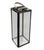 Vintage Modern Polished Gunmetal & Glass Floor Lantern With Tan Leather Handle For Sale - Image 4 of 12