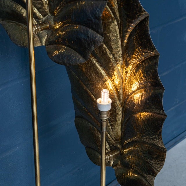 Vintage Italian Brass Floor Lamp in the style of Tommaso Barbi, 1970 For Sale - Image 4 of 18