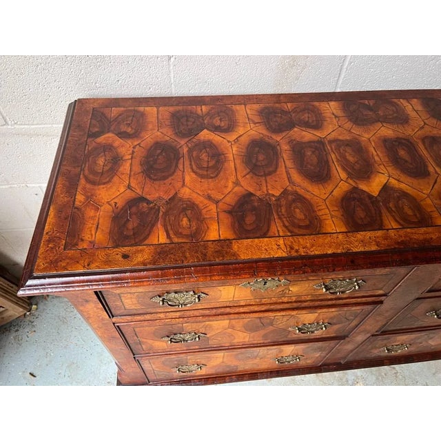 19th Century George III Style Burlwood Crossbanded Oyster Veneer Double Chest of Drawers For Sale - Image 4 of 12