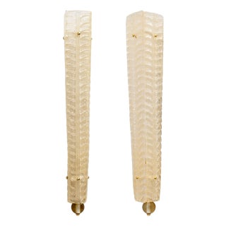 Art Deco Brass and Gold Graniglia Murano Glass Sconces, 2000s, Set of 2 For Sale