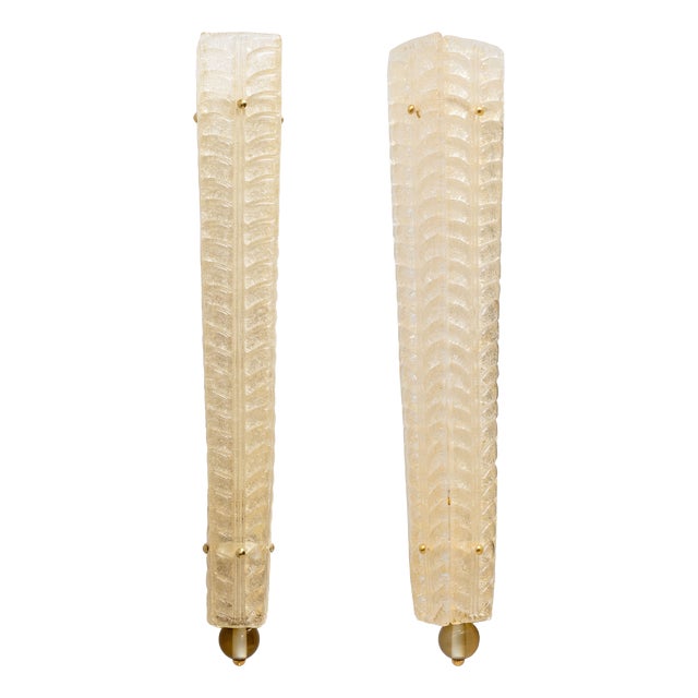 Art Deco Brass and Gold Graniglia Murano Glass Sconces, 2000s, Set of 2 For Sale