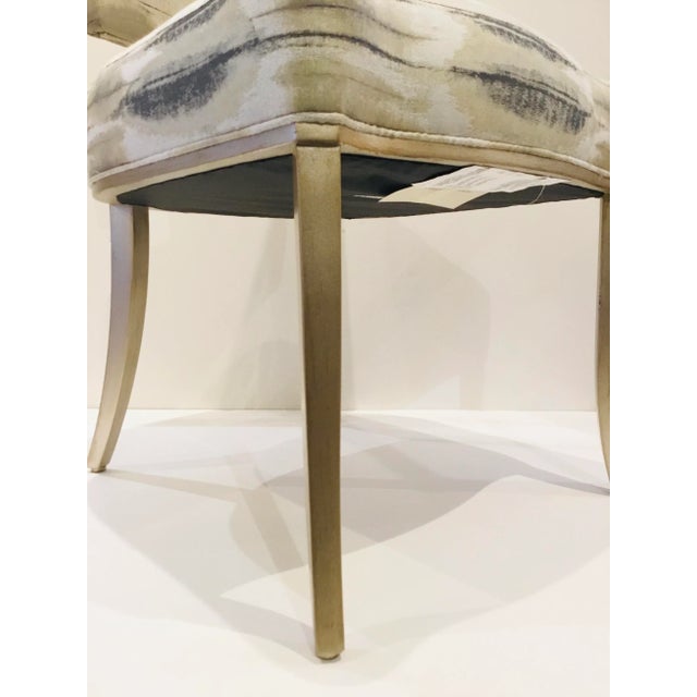 Original Retail $2600, elegant Caracole Couture Reserved Seating SIde Chair, white, taupe, and gray abstract fabric,...