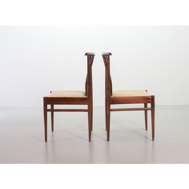 Scandinavian Wood Spindle Back Dining Chairs with Caramel Leatherette Upholstery, 1970s, Set of 4 For Sale - Image 16 of 16