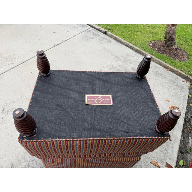 Vintage English Style Upholstered Ottomans With Spiral Turned Legs by O. Henry House, a Pair For Sale - Image 9 of 12