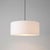 Nova Stretch Pendant Light - Weathered Brass Steel, Drum White Linen Shade, Dimmable, Elegant Design For Sale - Image 4 of 5