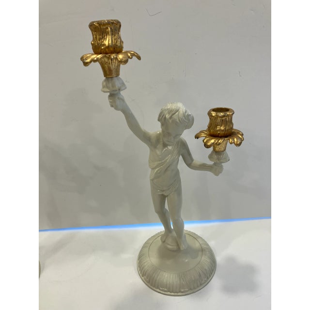 Figurative Pair of 1990s Painted Iron Figural Candelabras For Sale - Image 3 of 5