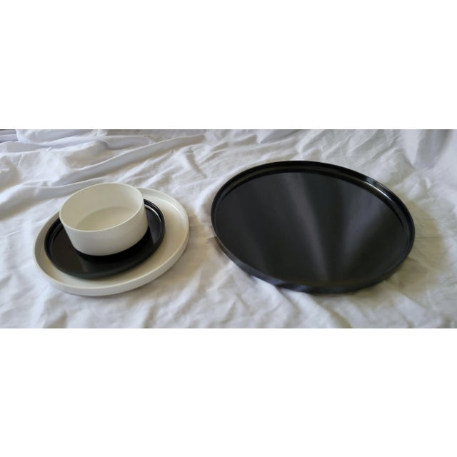 1960s Modernist Massimo Vignelli for Heller Melamine Black and White Dining Set- 19 Pieces For Sale - Image 10 of 13