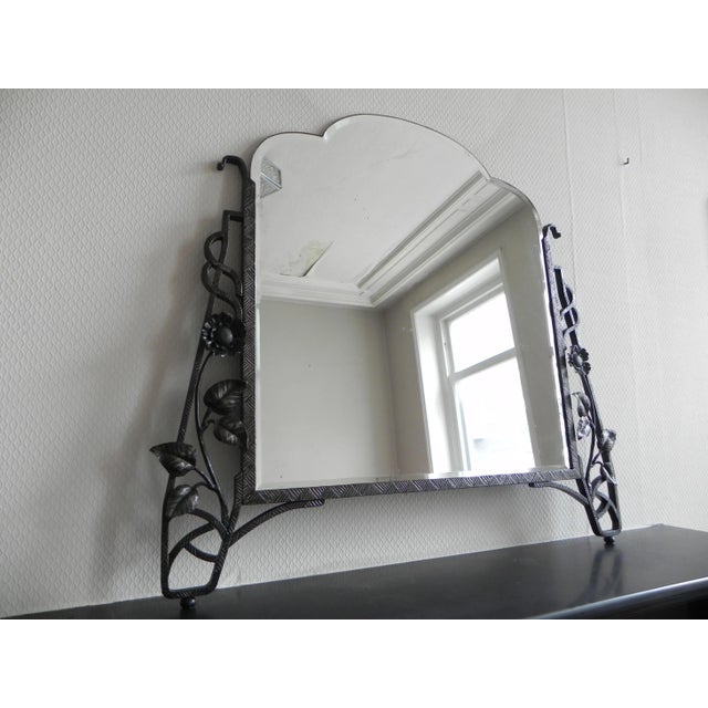 Art Deco Mirror with Faceted Glass in a Steel Frame For Sale - Image 6 of 18