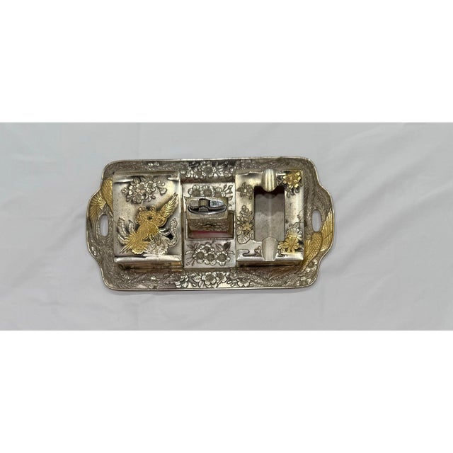 Vintage Japanese Gilt Phoenix Smoking Set With Working Lighter, Circa 1950–1953 For Sale - Image 12 of 12