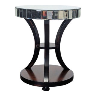 Z Gallerie Mirrored Accent Table With Wood Base For Sale