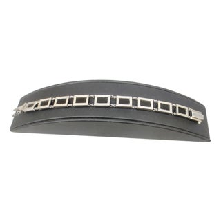 Art Deco Marcasite and Black Onyx Bracelet For Sale