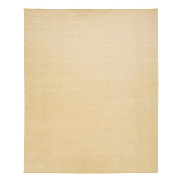 Apadana's Modern Minimalist Gabbeh Wool Rug in Beige For Sale