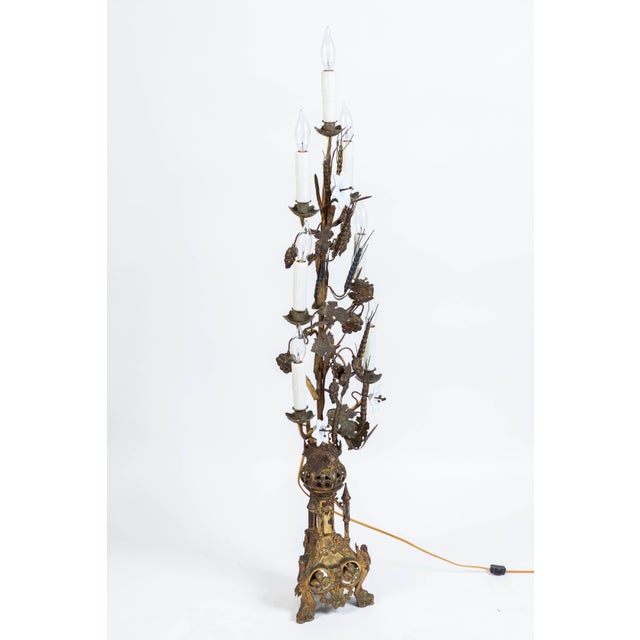 Bronze 19th Century Ornate Antique French Gold Gilt Altar Lamp For Sale - Image 8 of 9