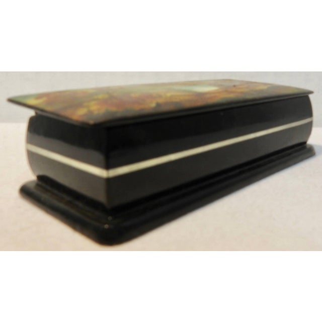 Traditional Hand-Painted Russian Lacquer Box For Sale - Image 3 of 9